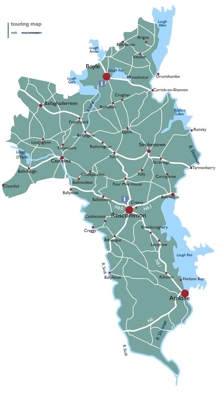 মানচিত্র এর roscommon কাউন্টি, আয়ারল্যান্ড