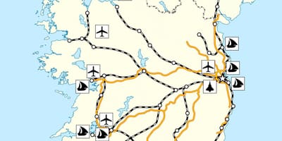 মানচিত্র আয়ারল্যান্ড এর পরিবহন