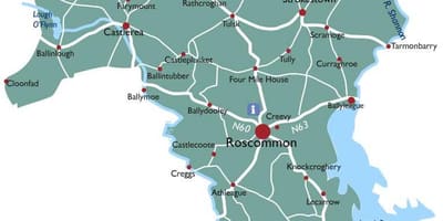 মানচিত্র এর roscommon কাউন্টি, আয়ারল্যান্ড
